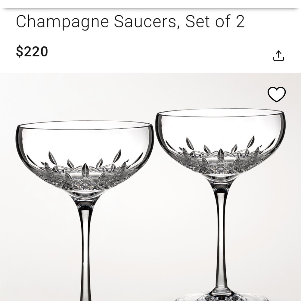 Waterford Crystal Champagne Saucers, Set of 4 new in box perfect condition.